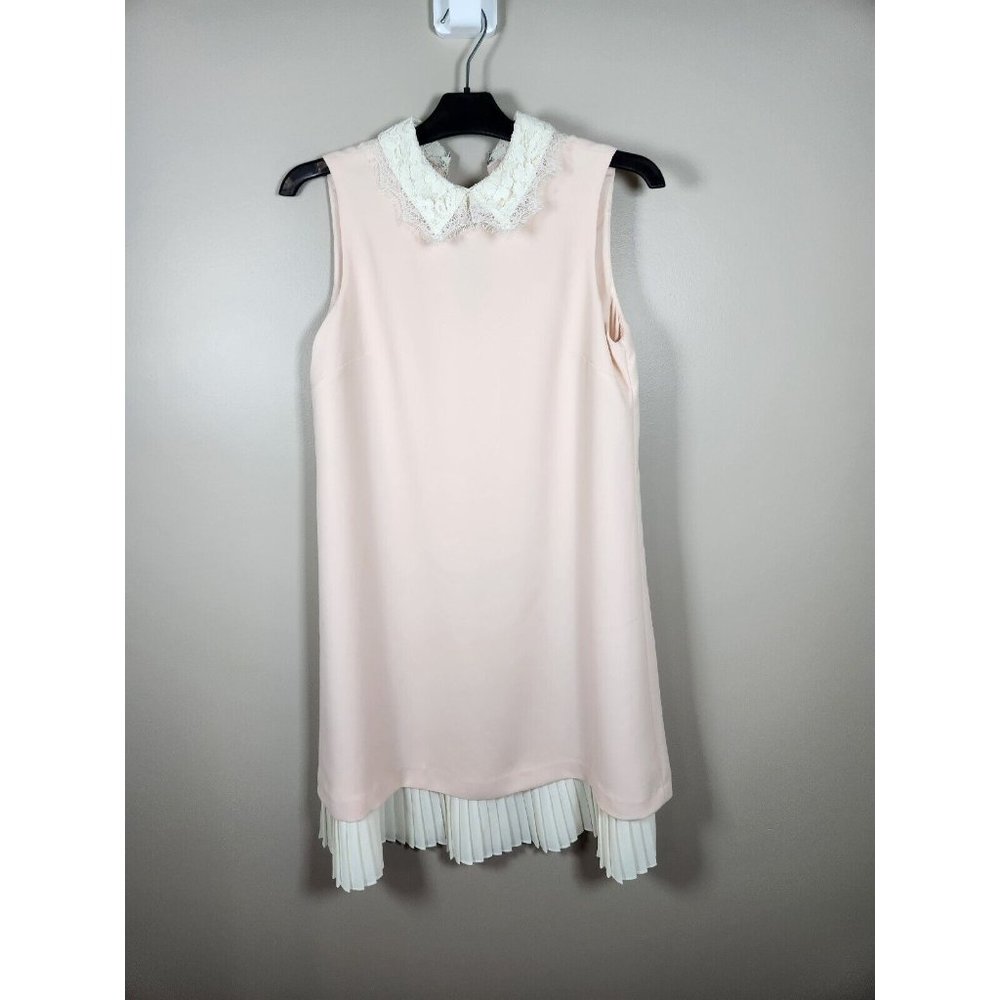 Nanette Lepore Dress Womens 2 Pink Lace Sheath Collar Barbiecore Sleeveless